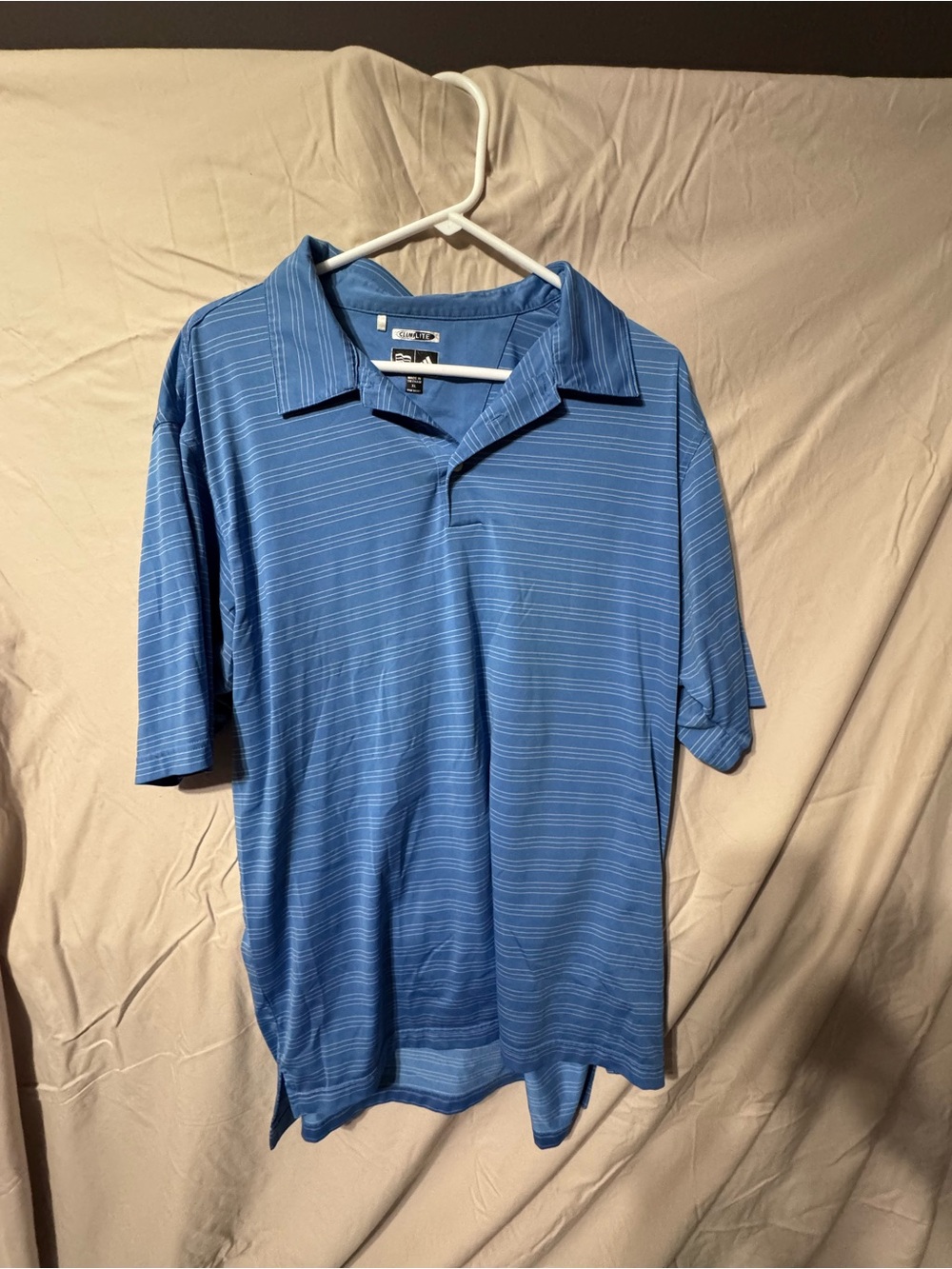 adidas Blue Striped Performance Polo